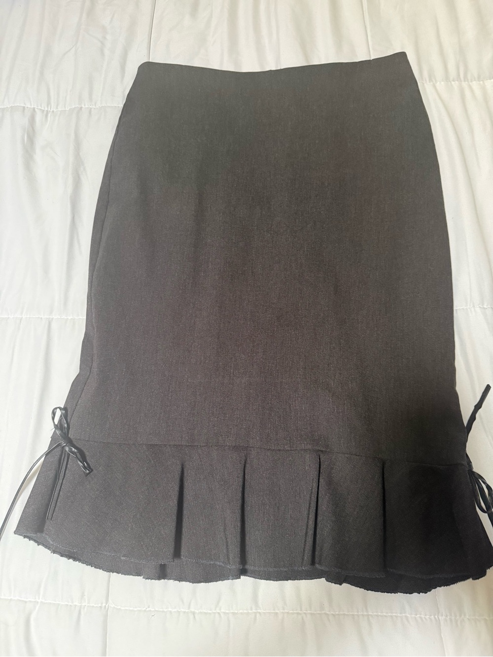 Women's Black Pencil Skirt with Ruffle Hem